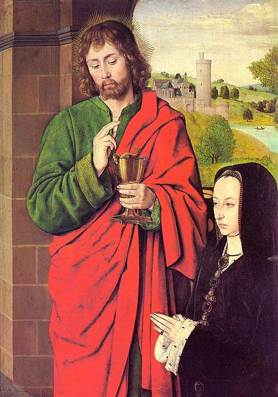 Master of Moulins Anne of France presented by Saint John the Evangelist oil painting image